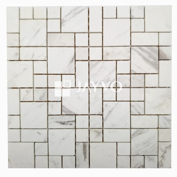 Cheap Wall Designs Floor Edging Strips Polish Drama White Marble Mosaic Tile Strip 30x30 mosaic tile