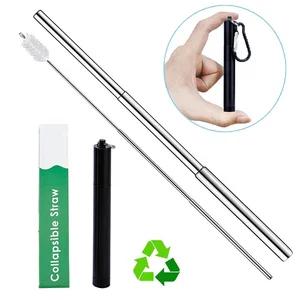 Image of FDA Approved Foldable Stainless steel Telescopic Metal Collapsible Straw