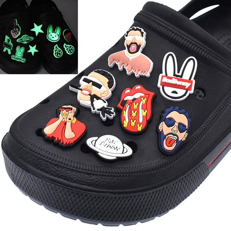 

popular bad bunny croc shoe charms for adult clog shoes accessories decoration charms, As pics