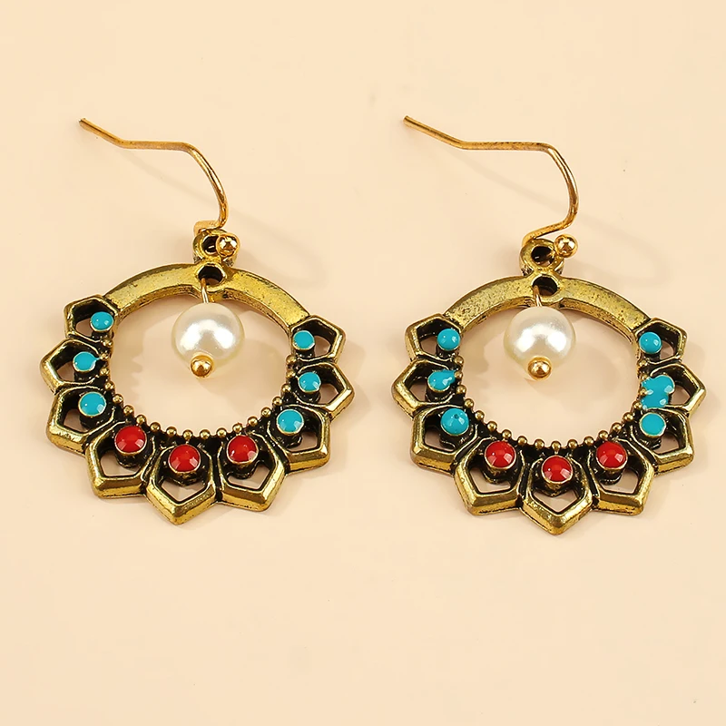 

New Arrival Retro Simple Geometric Round Hook Earrings for Women Joyas Jewelry For Christmas Gift Wholesale