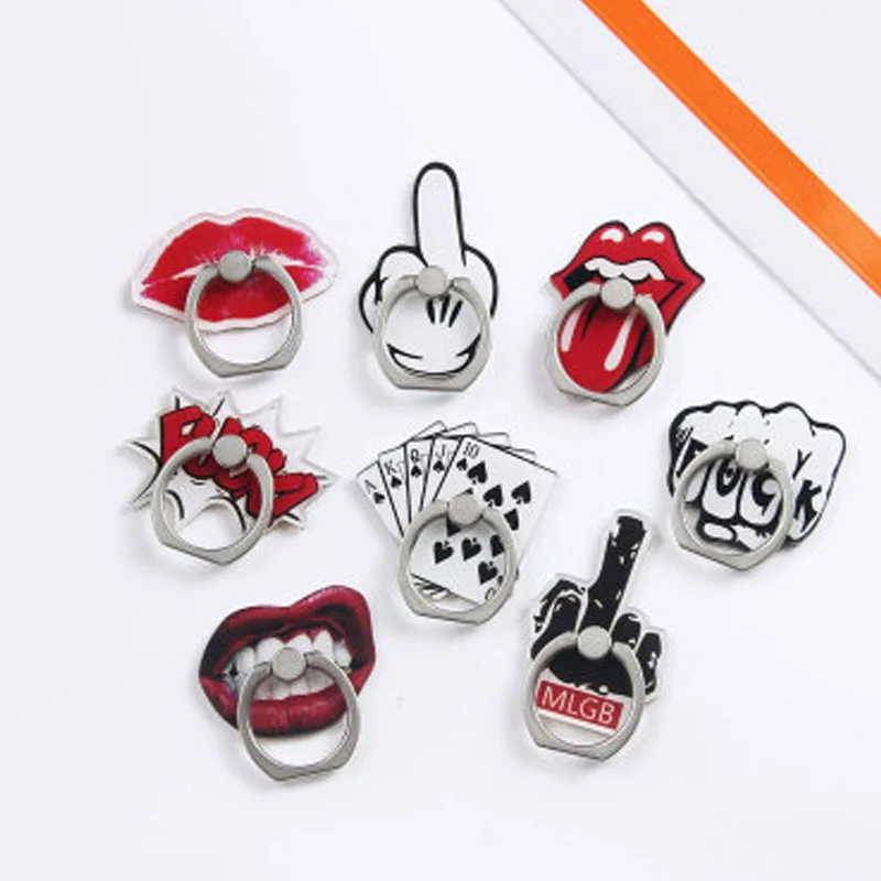 

Finger shaped cartoon lips mouth poker stand mobile phone ring buckle decorative tablet desktop design bracket