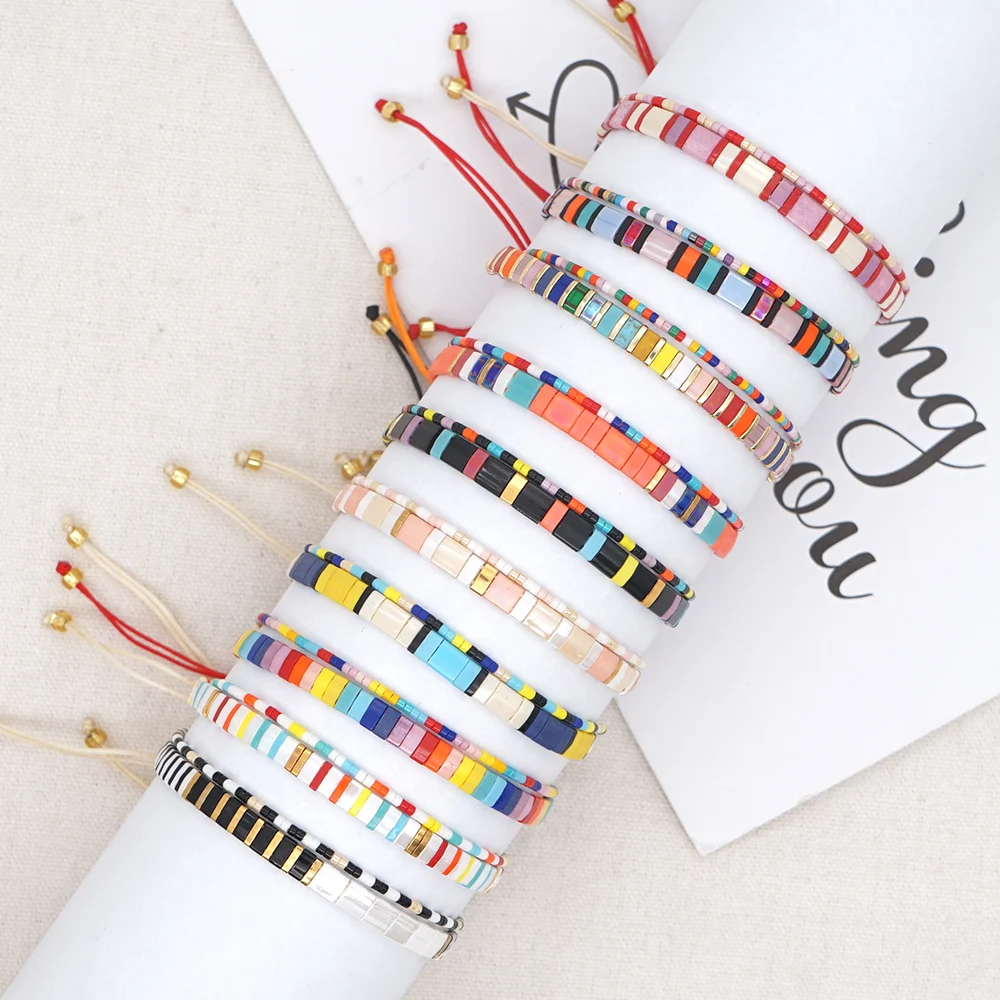 

Go2boho Miyuki Bracelet For Women 2021 Summer Jewellery Colorful Tila Bead Pulsera Bohemian Beach Jewelry Rainbow Bracelets