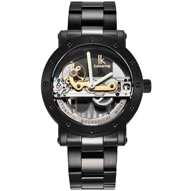 

Luxury IK Colouring Mens Automatic Watch With Visible Mechanism Timepiece, Black