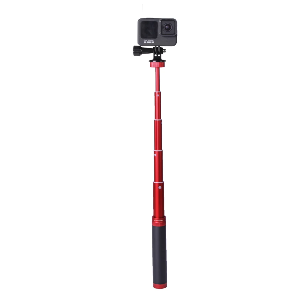 

Sunnylife universal portable aluminum alloy extending rod use for camera cell phone extendable selfi stick max length 66cm, Red , titanium
