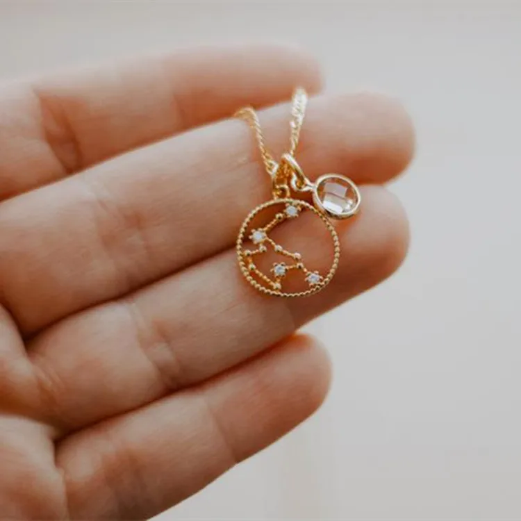 

Gold Plated 12 birth stone Zodiac Pendants Necklaces For women