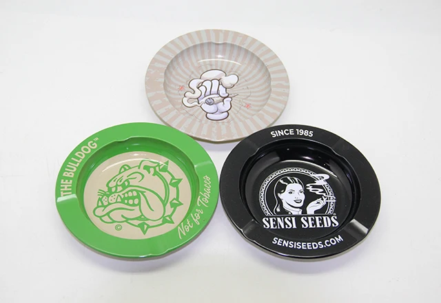 Logoing printing metal ashtray decorative aluminium outdoor tin ashtray wholesale
