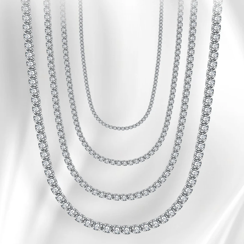 

Icebela Jewelry Women Tennis Necklace Rhodium Plated Round Cubic Zirconia Cut Rhinestone 925 Sterling Silver Tennis Chain