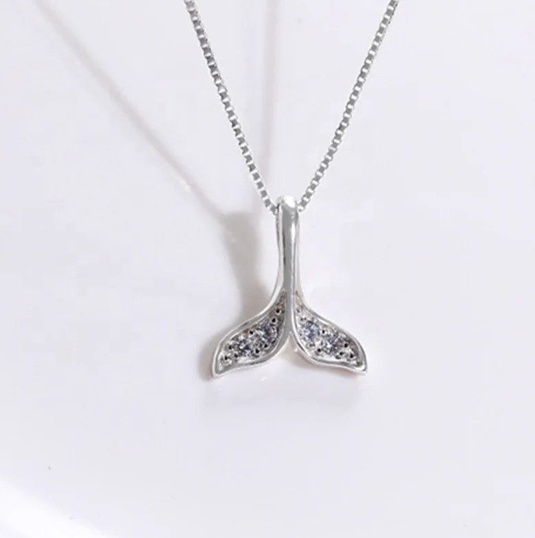 

Whale Tail Women's Necklace S925 Silver Diamond Pendant Necklace Noble And Elegant Necklace Kewelry, Platinum/rose gold