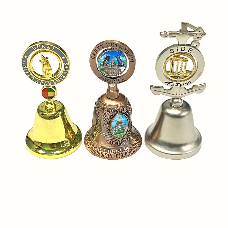 

Custom wholesale Price 3D Zinc Alloy Souvenirs Metal Hand Bell Call Bell Dinner Bell