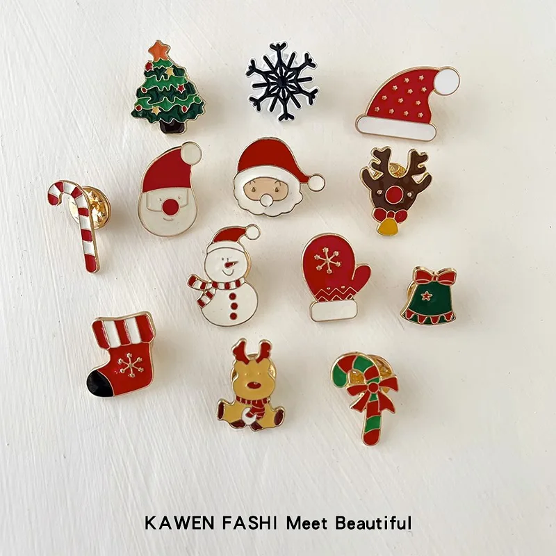 

Christmas Enamel Pins New Arrival Best Selling Silver Plating Colorful Enamel Cute Mini Christmas Brooches