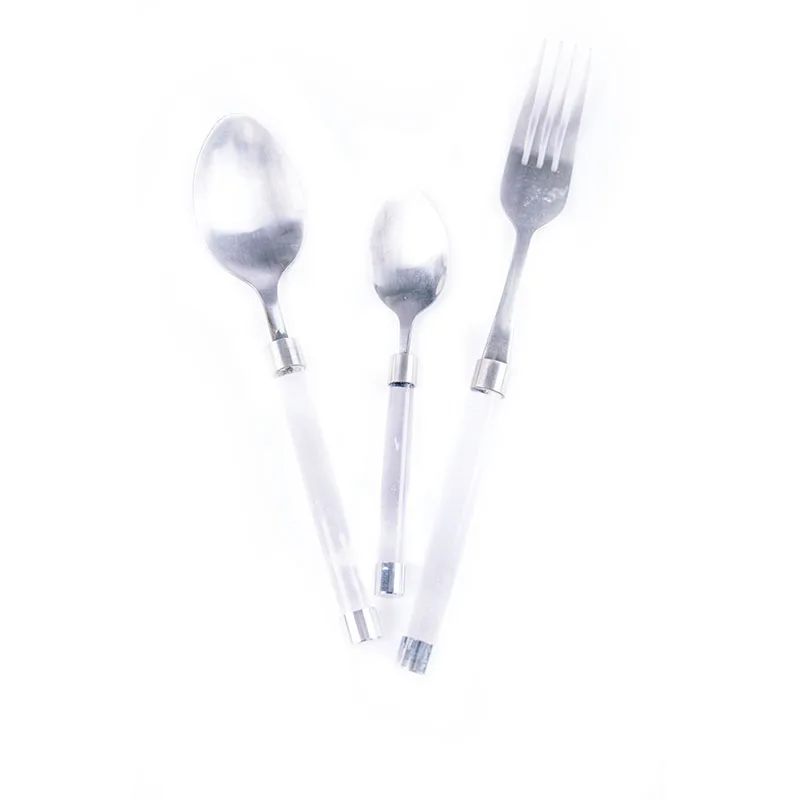 

Crystal natural jade handle spoons forks knives stainless steel cutlery set