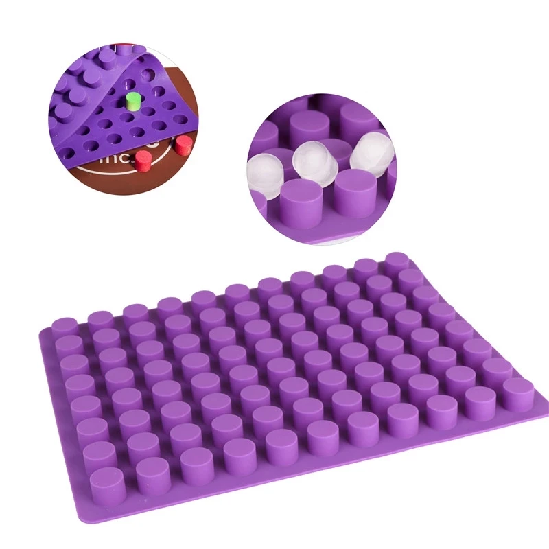 

88 Cavities Silicone Mini Round Cylinder Ice Cube Mold Candy Chocolate Truffle Jelly Cake Mould, Purple