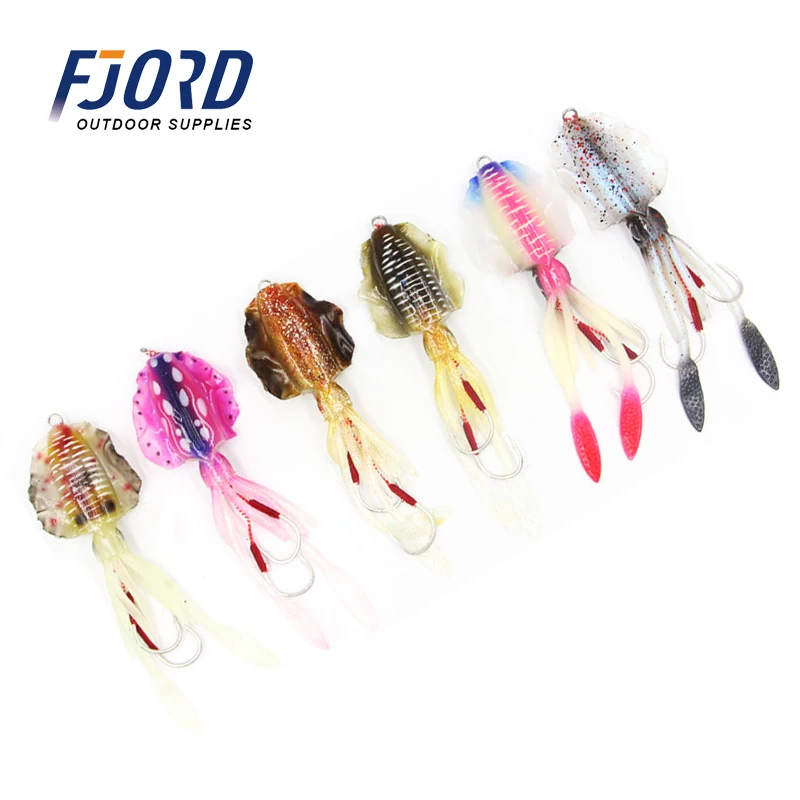 

FJORD Wholesale In Stock 153mm Octopus Squid Bait Soft Fishing Lure, As the picture