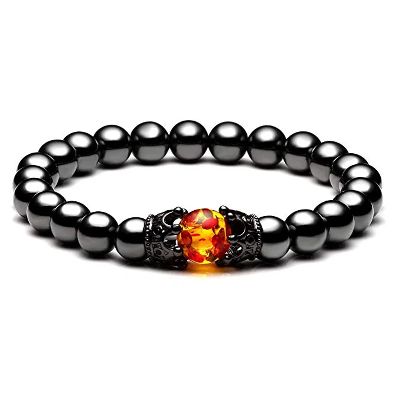 

Wish Couple Jewelry Lava Stone Crown Distance Bracelets 8mm Natural Stone Healing Energy Beads Bracelet