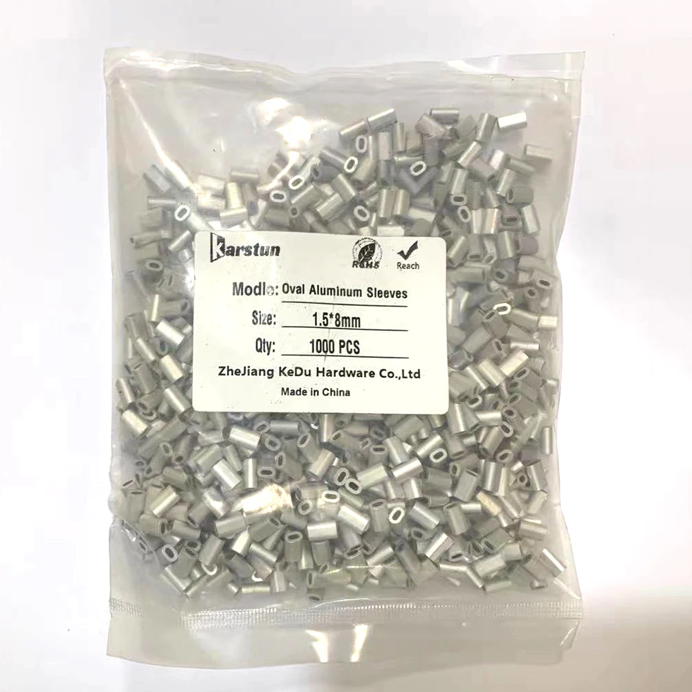 

1000pcs/bag oval Aluminum Wire Rope Double Crimp Sleeves Fishing Crimps, White