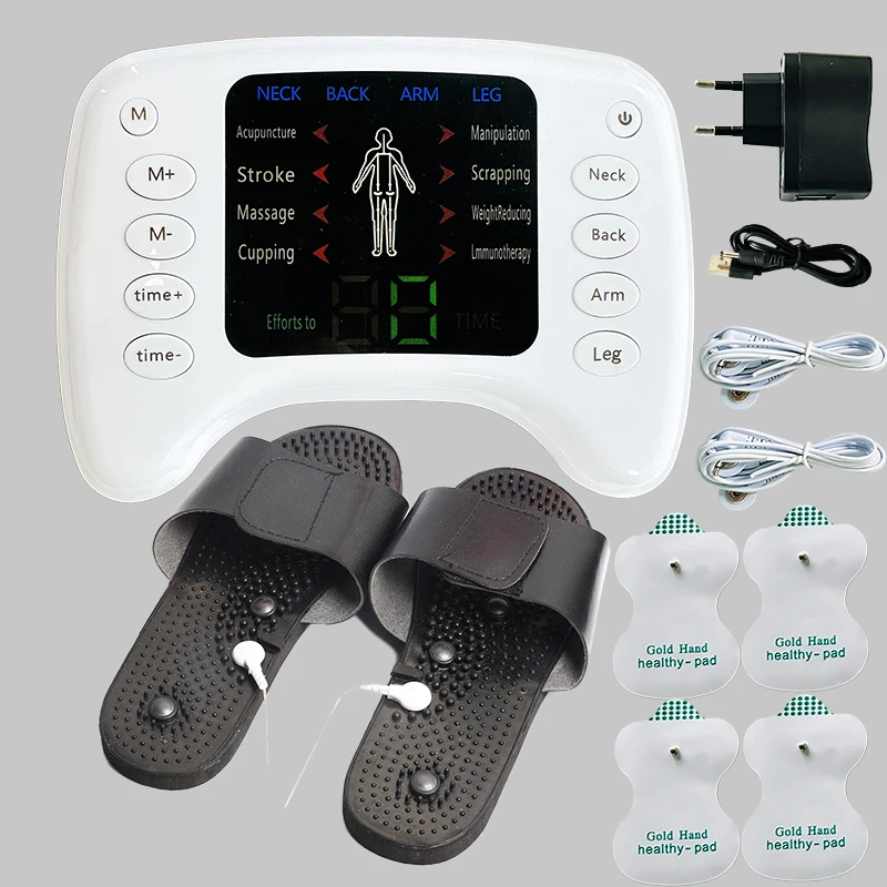 

2 Channel Nerve Tens Unit Ems Physical Therapeutic Low Frequency Massager Electric Pulse pain Relief Tens Machine with shoe