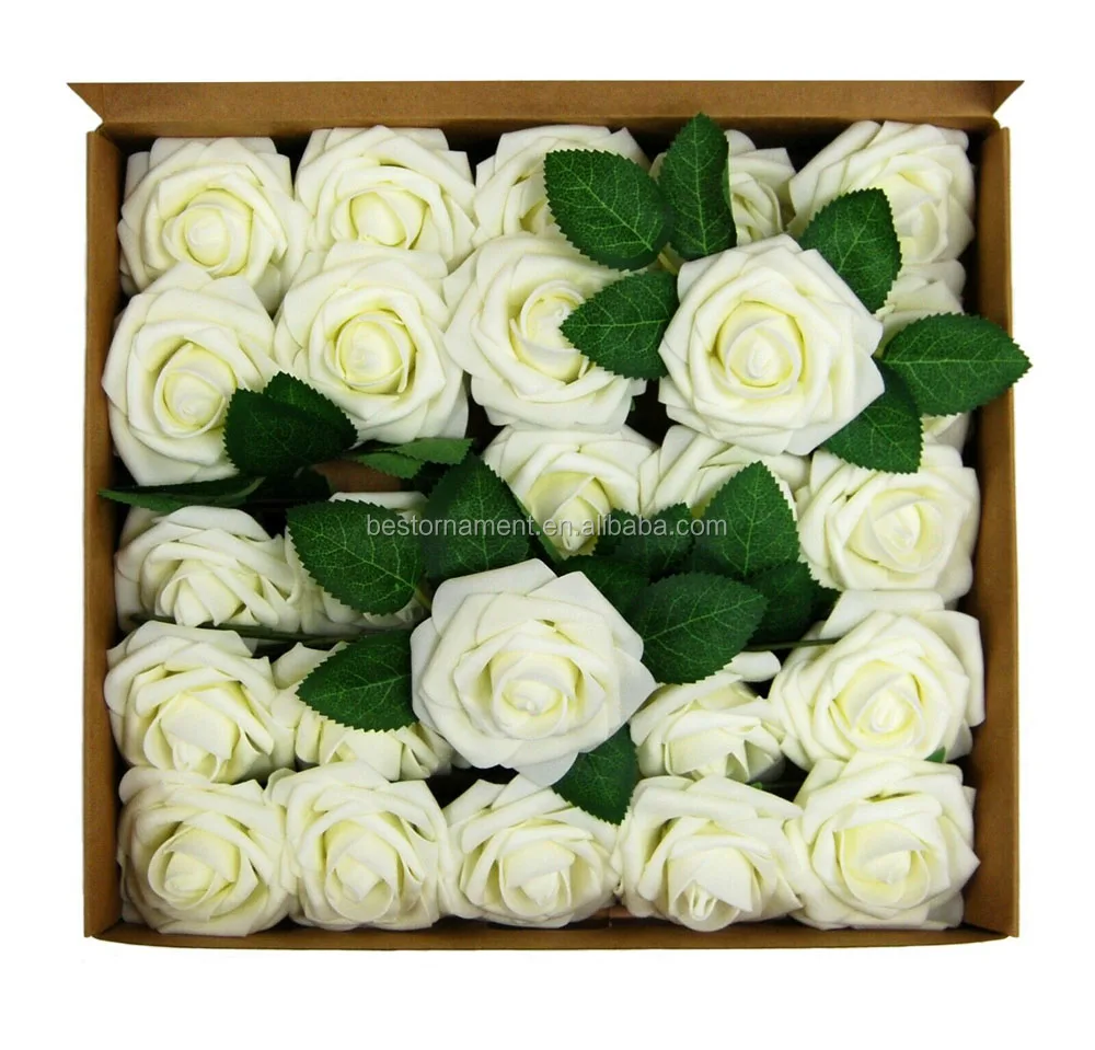 25pcs Artificial Foam Rose Heads Flowers Wedding Bride Bouquet Home Decors 