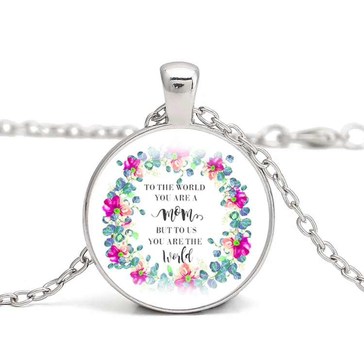 

Best Mom Ever Time Gemstone Pendant Necklace Round Glass Mom Necklace Keychain Jewelry Mother's Day Love Gift, As pic show