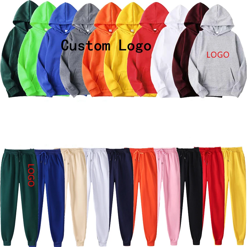 

Custom Printed Hoodie Men Pullover Jacket Loose Polyester Men'S Hoodies Set Sweatshirts Gym Pant Set Jogging Tracksuit, White,red,yellow,green