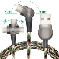 

Top Seller 180 Degree Rotation Nylon Braided 2.4A Micro Type C 8 PIN IOS USB Fast Charging Data Charger Phone Android Cable