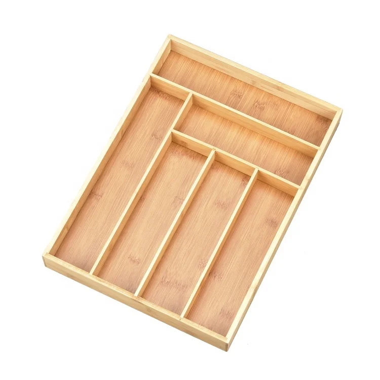 

Wholesale Flatware Holder Office Storage Drawerstore Bamboo Kitchen Desk Drawer Organizer Tray, Natural
