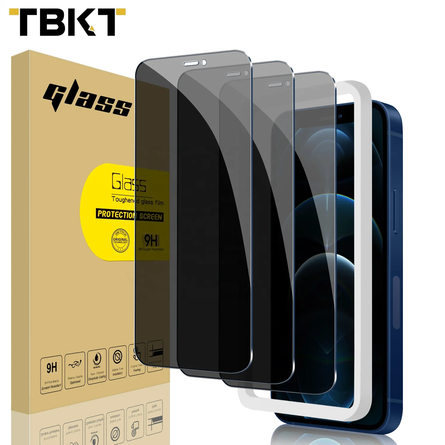 

Amazon 3 Pack 0.33mm Pfivacy Screen 9h 3D Fine Hole Tempered glass Screen Protector for iphone 12 Por 6.1