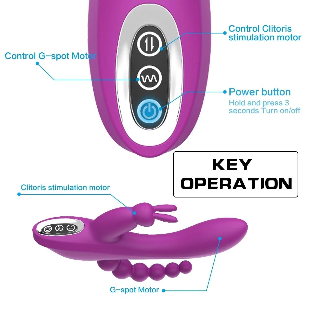 G Spot Dildo Rabbit Vibrator For Women 3 In 1 Function Vibration