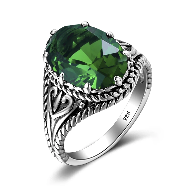 

Rings Silver 925 Emerald Gemstone Women Jewelry Unique Style Sterling Silver Ring