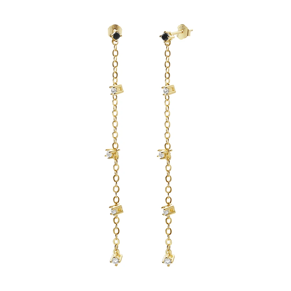 

wholesale minimalist jewelry 925 sterling silver jewelry 18k gold plated chain stud earrings with cubic zircon