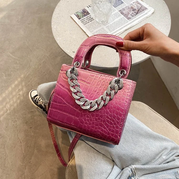 

New product crossbody crocodile pattern diamond square bag women handbags 2021 handbags