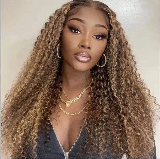 

Premier Wholesale in stock 360 Lace Front Wig 100% Human Hair Kinky Curly with Highlight Lace Wig