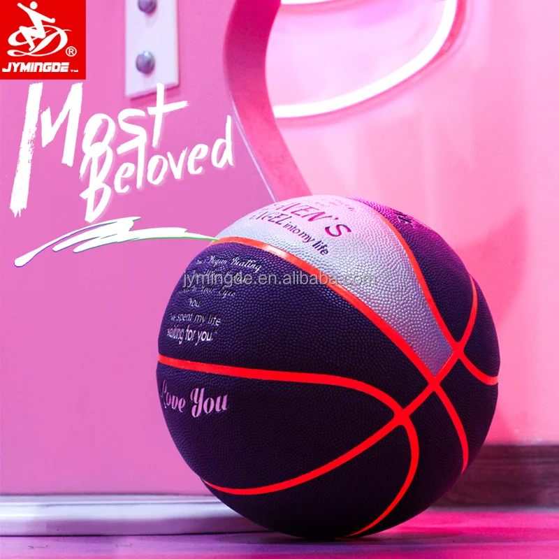 

To my love Custom logo pu leather luminous led glow in the dark light up glowing basket ball basketball ball size 7 for gifts, Customize color