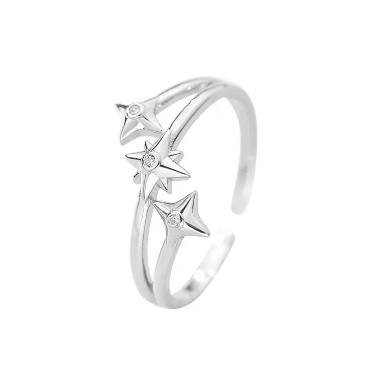 

VIANRLA 925 sterling silver dainty layer zircon star rings for women