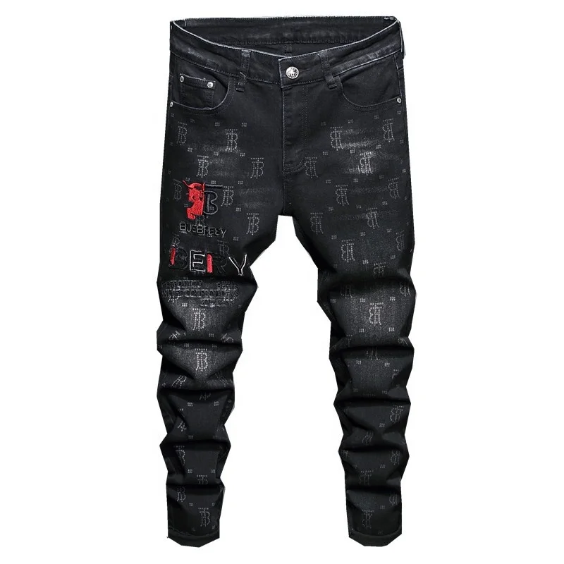 

Custom Fashion Washed Black Skinny Jeans Pencil Denim pants,Stretchy Print Jeans Slim Fit Denim Scratched High Quality Jeans, As pictuer's showing