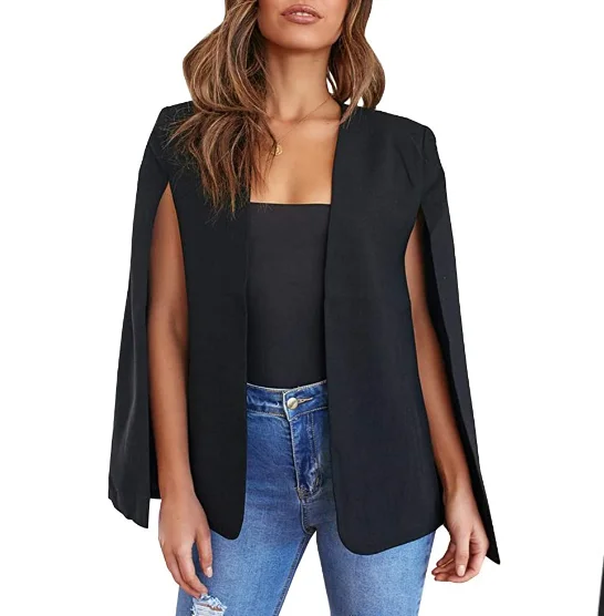 

Womens Cape Blazer Split Open Front Cloak Jacket Workwear blazers ladies womens coat, Customized color