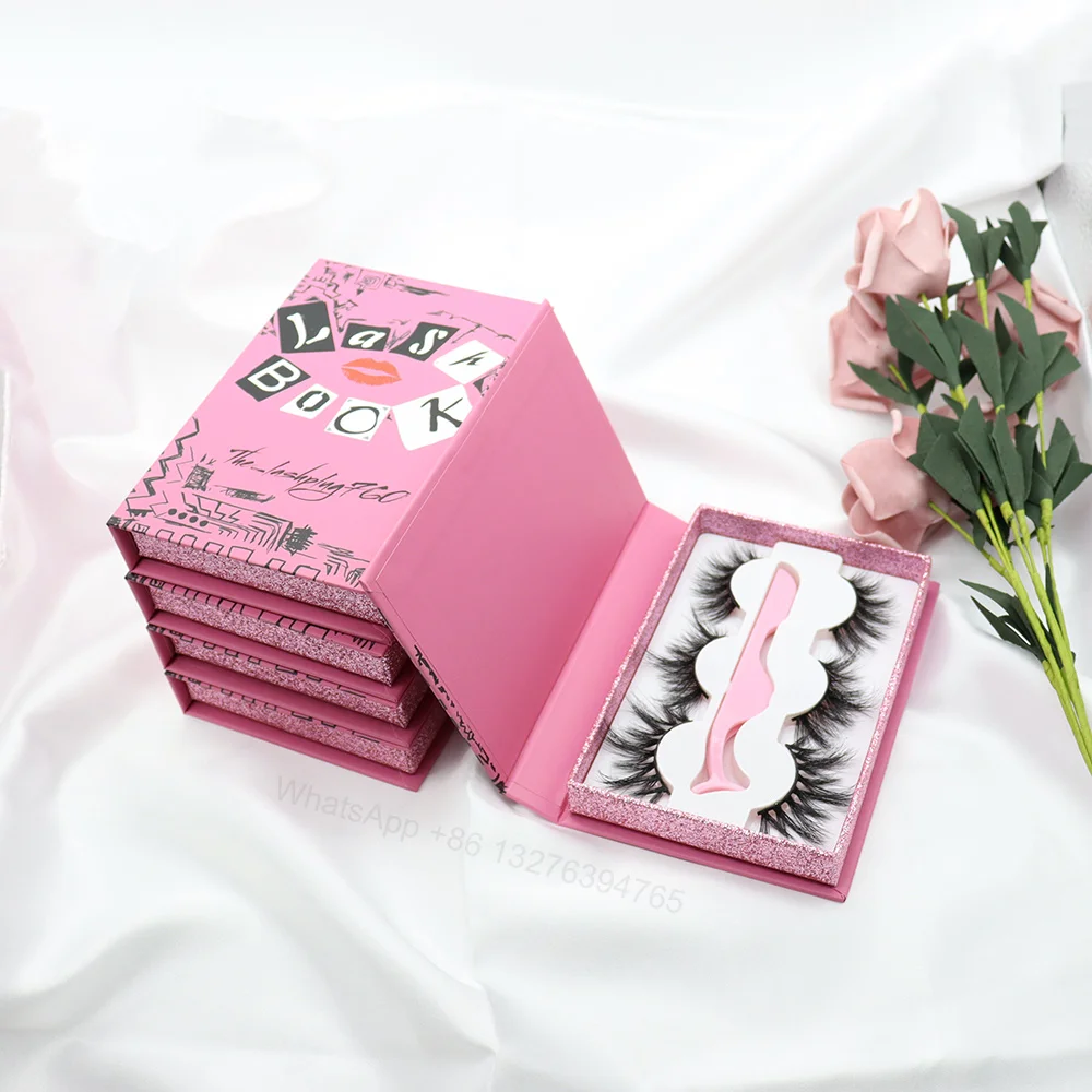 

Burn Book Lash Book Wholesale 100% Real 3D Mink Lashes Handmade Natural 20mm Eyelashes Custom Lash Book With Logo Free Tray, Natural black