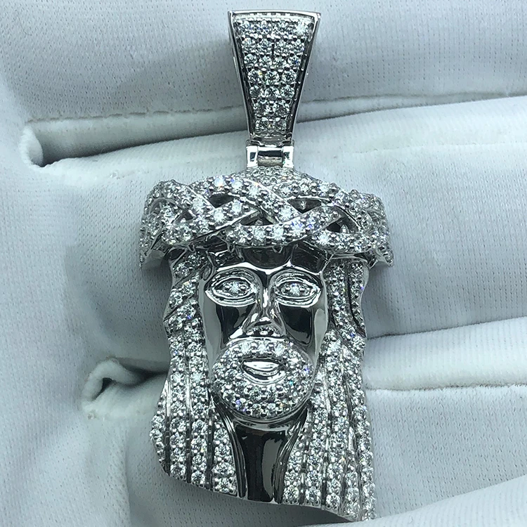 

Custom Men Women Iced Out Real S925 Silver 10k 14k 18k Gold VVS Moissanite Diamond Jesus Christian Hip Hop Pendant Necklace