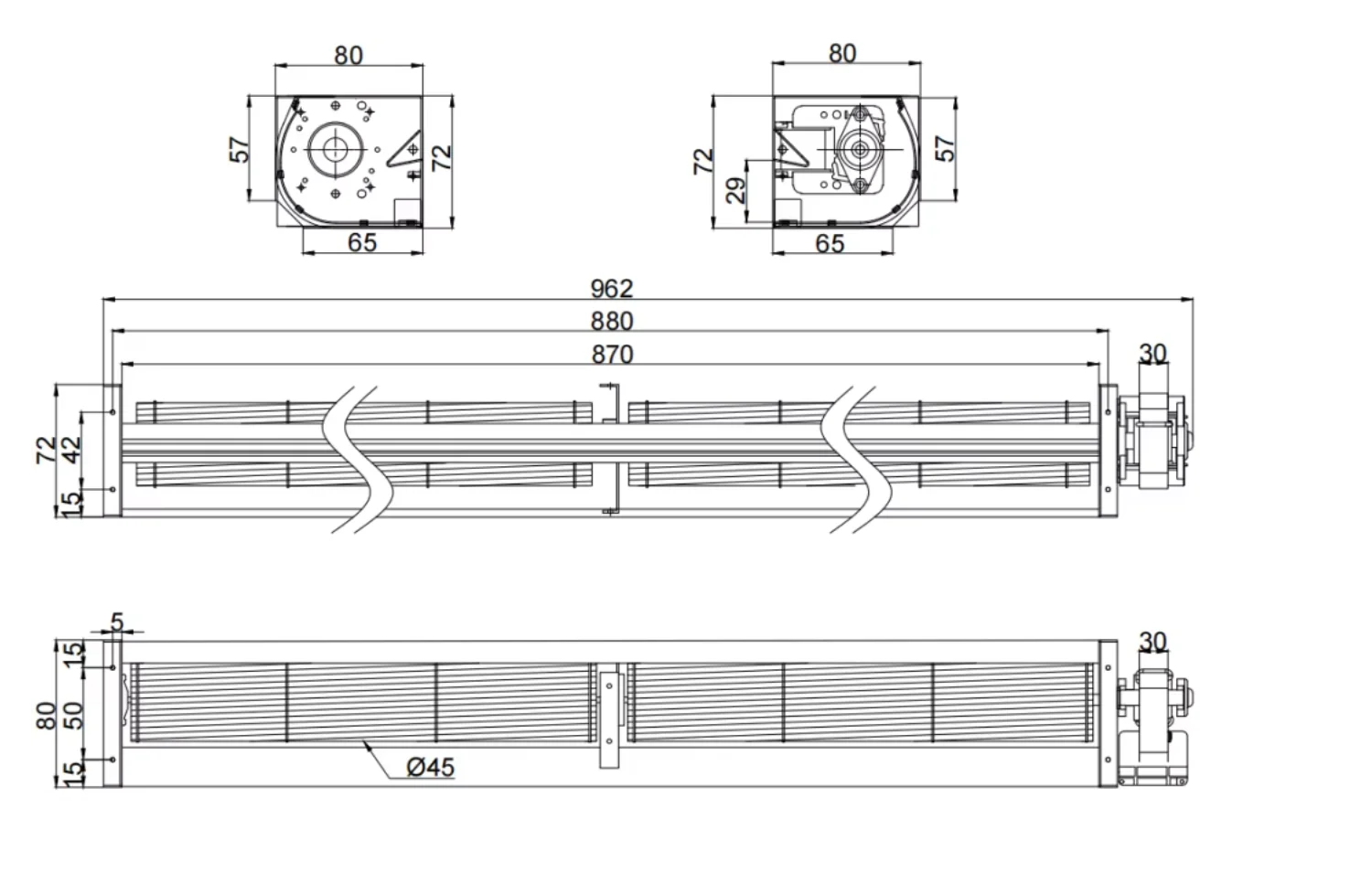 Cross Flow Fan, 230V, 50/60Hz, 90x90x300mm, Tangential - detail 12