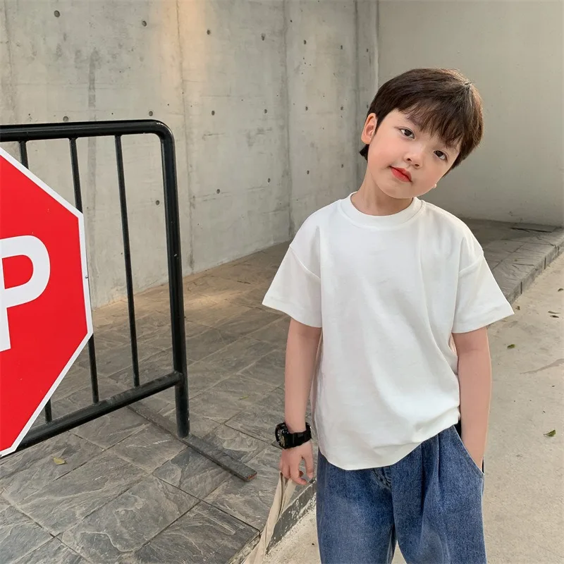 

Cotton baby boys girls T-shirt Logo customization children's short-sleeved 2022 summer Solid Color Toddler boys Tops clothing, Picture