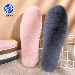 Winter Cozy Fluffy Faux Rabbit Hair Unisex Soft Warm Wool Insoles For Winter Boots