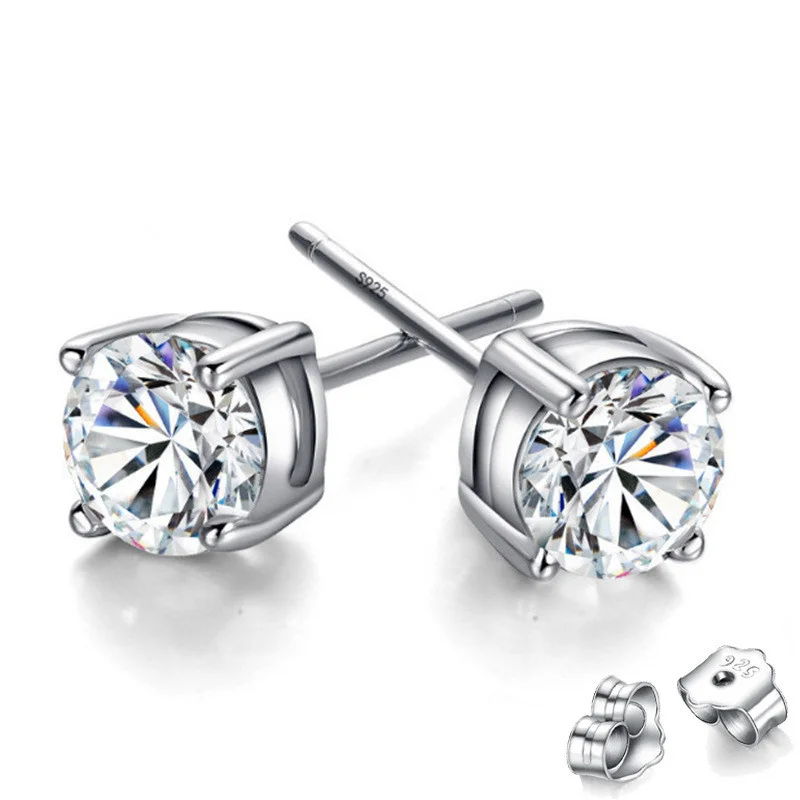 

Amazon 5MM Essentials Plated Diamond Halo Earrings Sterling Silver Cubic Zirconia Stud Earrings