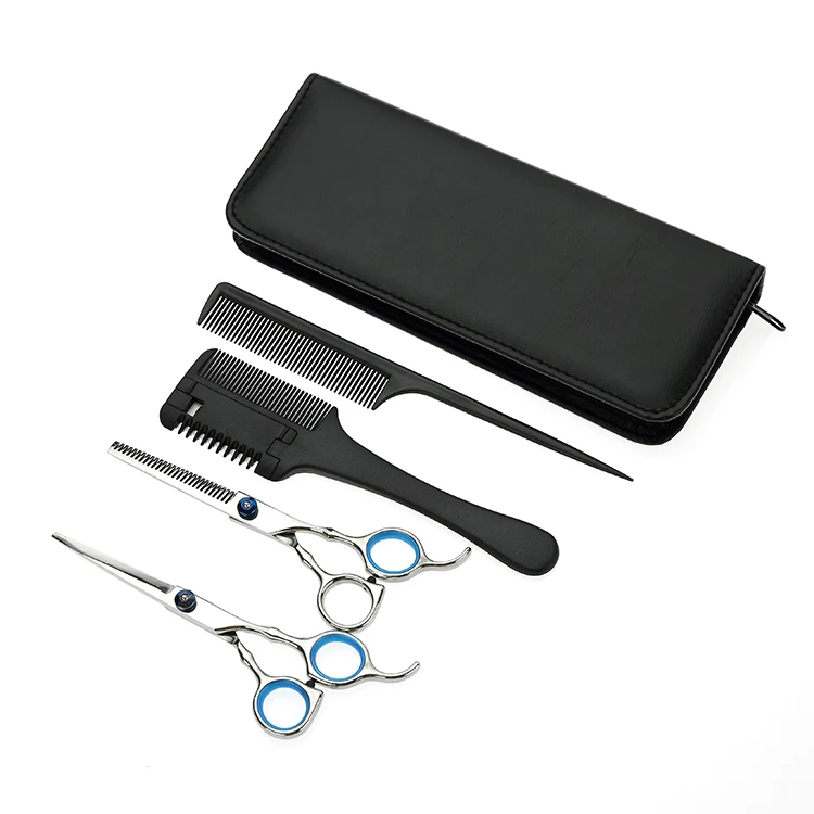 

Home Use Hair Hairdressing Scissors Kit 4 Pcs Thinning Cutting Scissor Barber Haircut Set, Silver