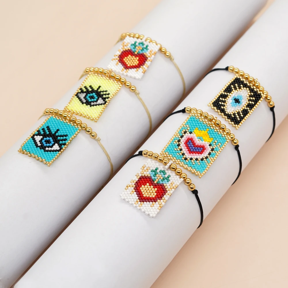 

Go2boho Evil Eye & Love Heart Charm Jewelry Miyuki Gold Beads Bracelet Friendship New In 2023 Summer Boho Handmade Jewellery