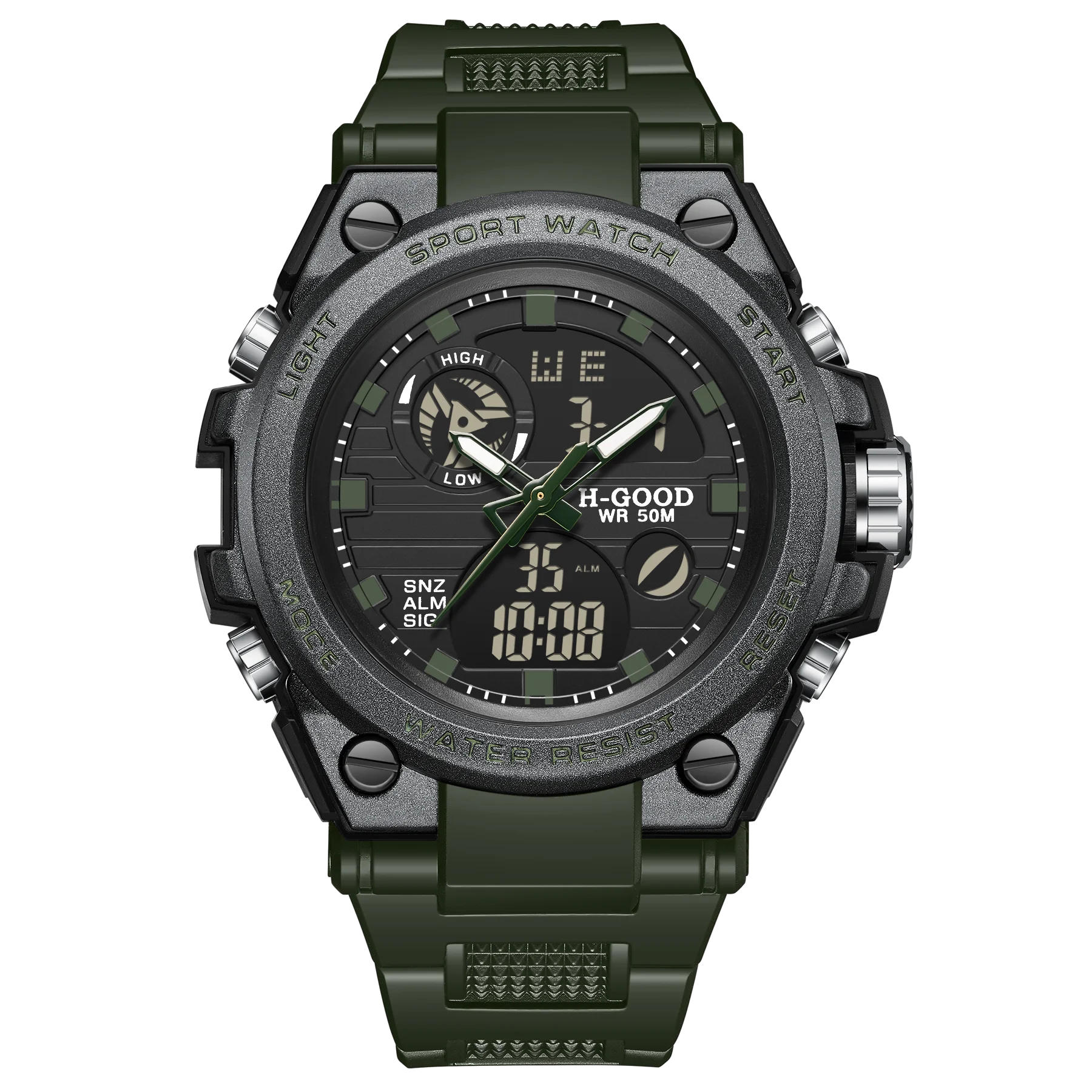 

H-GOOD TK0007 New Style Electronic Watch Fashion Sport Luminous 50M Waterproof Led Alarm Stopwatch Man Sport Watch, 5 colors