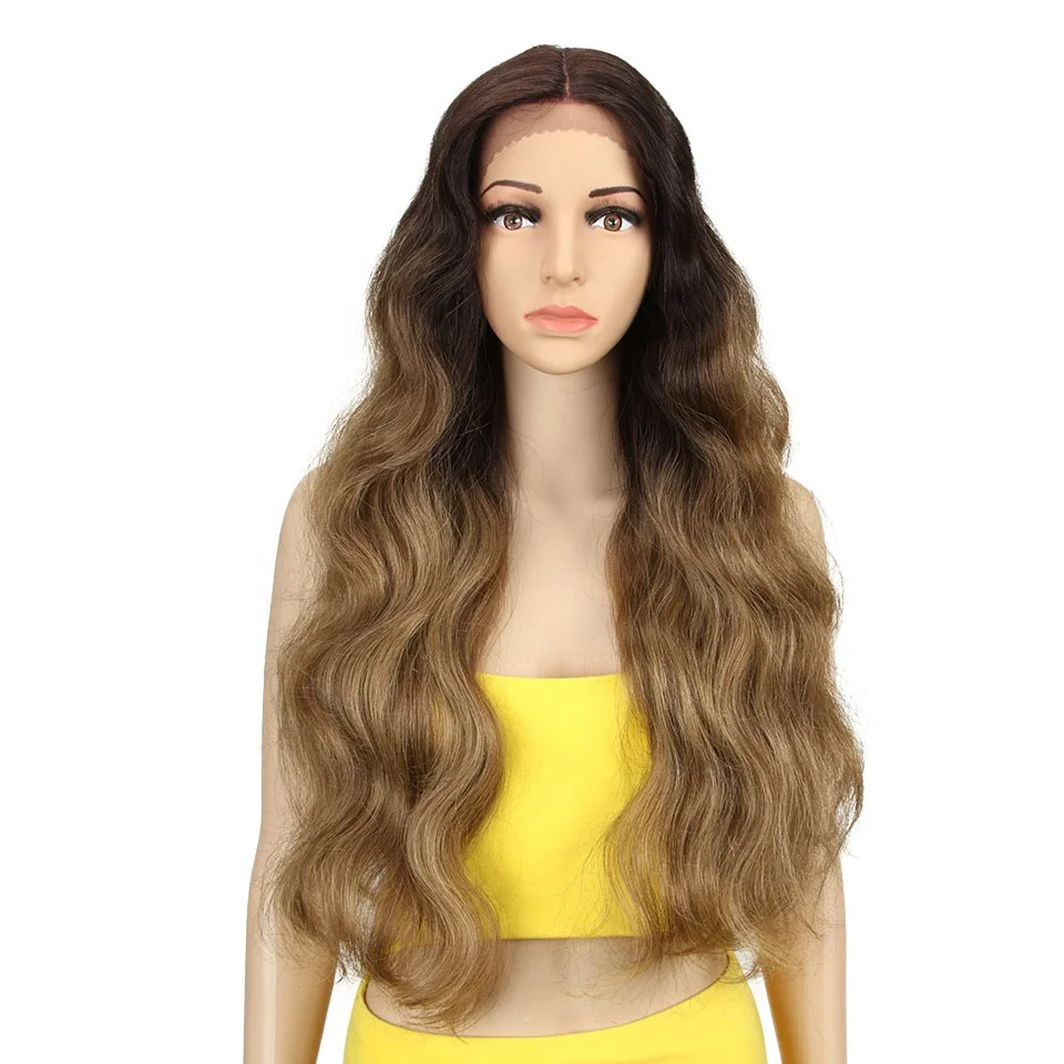 

Sleek Cosplay 30 inch Long Wavy Synthetic Lace Front Wig Lace Part Wig For Wome Heat Resistance Synthetic Wigs Lace Front, Pictures showed