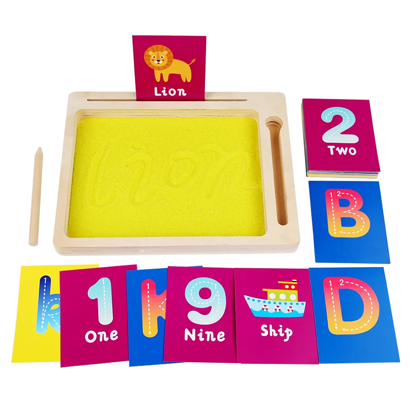 

Wooden DIY Drawing Toys Funny Wooden Sand Tracing Tray Kids Alphabet And Number Learning Toy for Kids