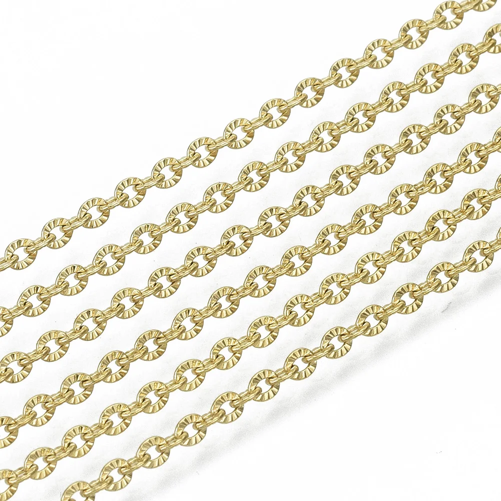 

PandaHall 304 Stainless Steel Textured Cable Chains Link Chains, Gold