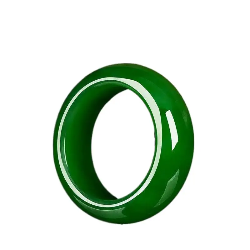 

Hot Sale Green real jade Ring Gifts Jewelry Chinese Amulet Charm Natural Carved Fashion Jadeite Hetian Crafts