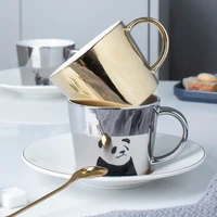 

8oz Mirror porcelain espresso coffee cup saucer sets ceramic tea expresso tasting set