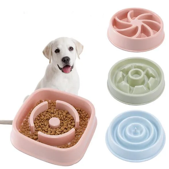 

2021 Hot Sale Eco-Friendly PP Plastic Material Anti-Choke Slow Eating Feeder Dog Cat Pet Bowls, Pink,green,blue